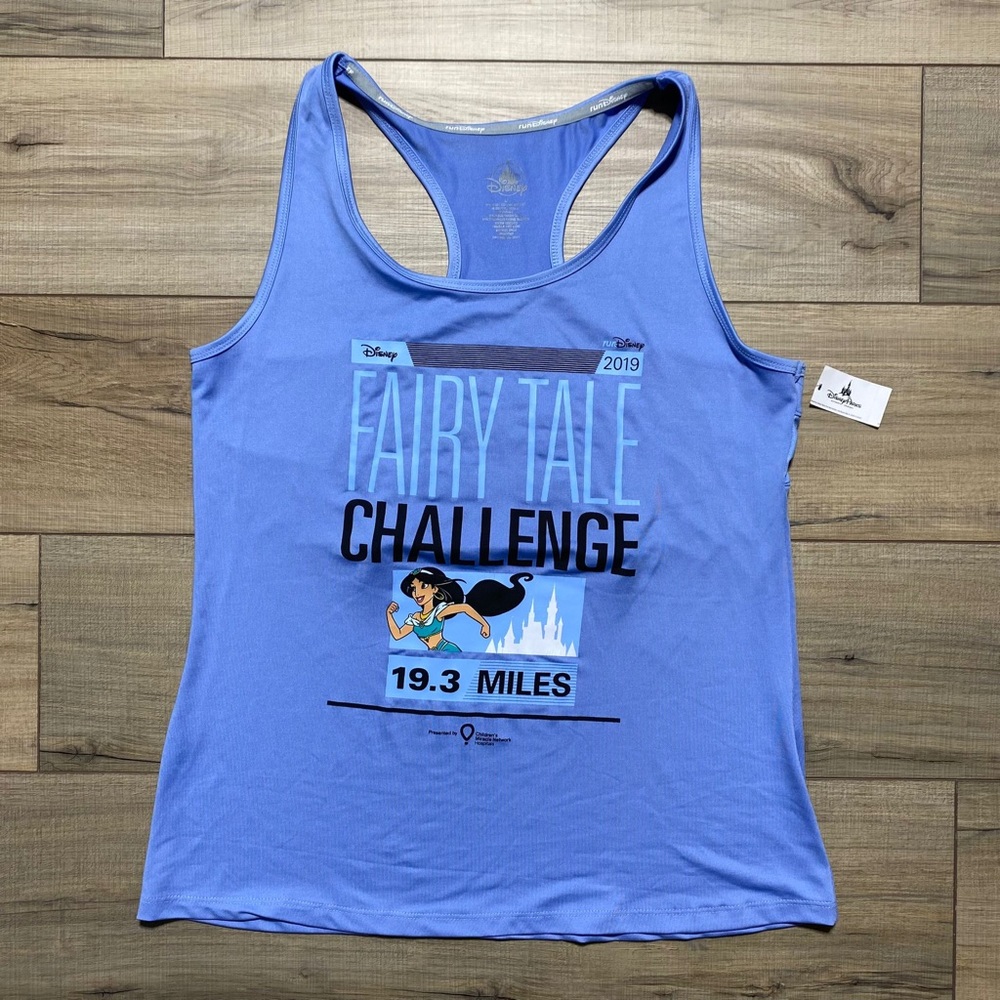 Run‎ Disney Womens Fairy Tale Challenge 19.3 Mile Race Tank Top Large Jasmine